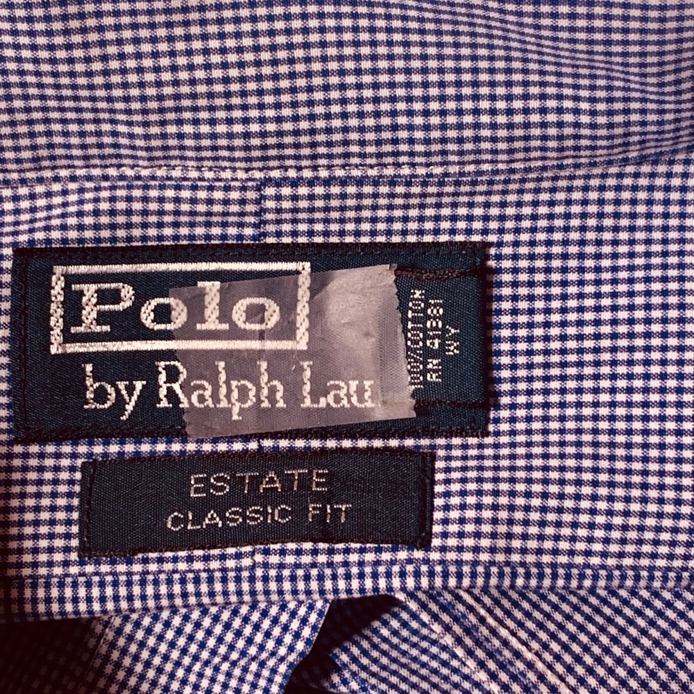 Polo Ralph Lauren Estate Classic Fit Button up Shirt Blue Gingham Sz 16 32/ 33 - Picture 8 of 10